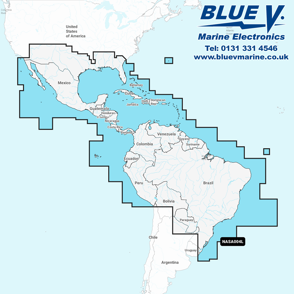 Navionics+ Large Mexico, Caribbean to Brazil Chart NASA004L